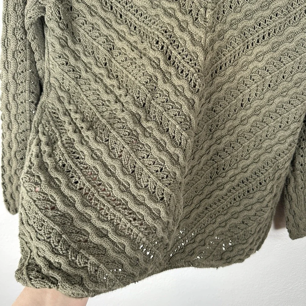 Jones New York Sport VTG Green Chunky Open Knit Sweater‎ Medium Boho Cottagecore